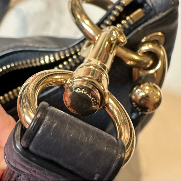 Authentic Coach MIA Shoulder Bag - Navy Blue | F28966 | Refined Pebble Leather - Picture 14 of 16